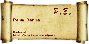 Pehm Barna névjegykártya